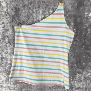 Torrid Plus Size 2X Striped One Shoulder Tank Top Colorful Sleeveless Pullover